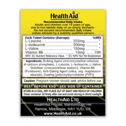 Branched Chain Amino Acids + Vitamin B6 Tablets -Dietary Supplement Sales 802015BranchChainAminoAcidsside2
