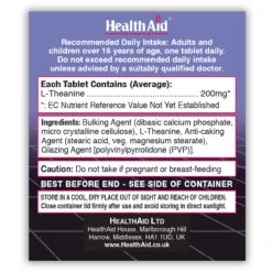 L-Theanine 200mg Tablets -Dietary Supplement Sales 802103LtheanineRGBside2