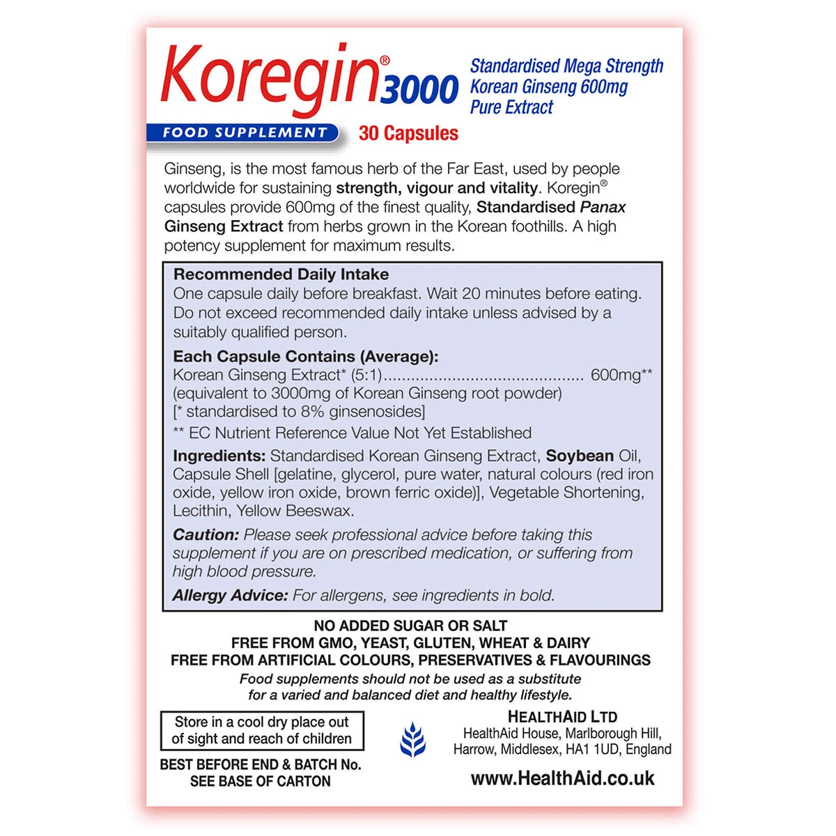 Koregin 3000 (Korean Ginseng) Capsules 2 Koregin 3000 (Korean Ginseng) Capsules - Image 2