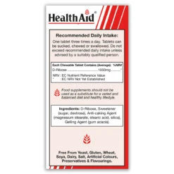 D-Ribose 1000mg Tablets -Dietary Supplement Sales 803117DRibose1000mg90tabsside2