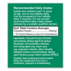 Chlorella 550mg Tablets -Dietary Supplement Sales 804050Chlorella550mgside2