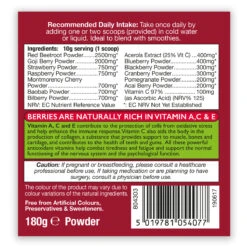 SuperBerries Powder 180g -Dietary Supplement Sales 804303SuperBerries180gpowderside2