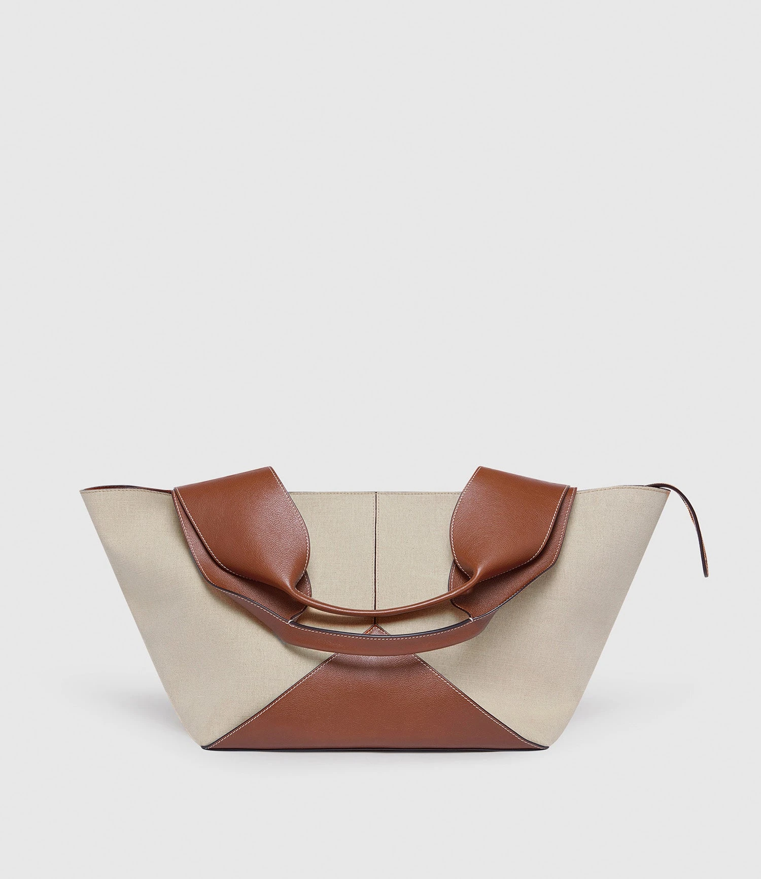 Market Weekend Bag Natural Linen With Buffalo Cognac