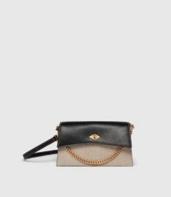 Roma Mini Clutch Natural Linen And Apple Leather