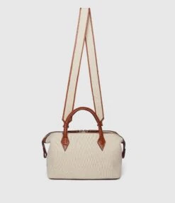 Shoulder Strap Natural Linen With Cognac -Dietary Supplement Sales Customisable strap linen flat perriand