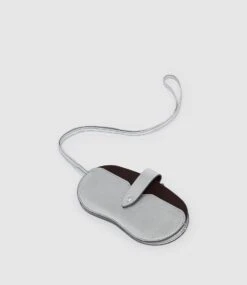 ISSIMO | Métier Glasses Case Double With Strap Metallic Calfskin Silver